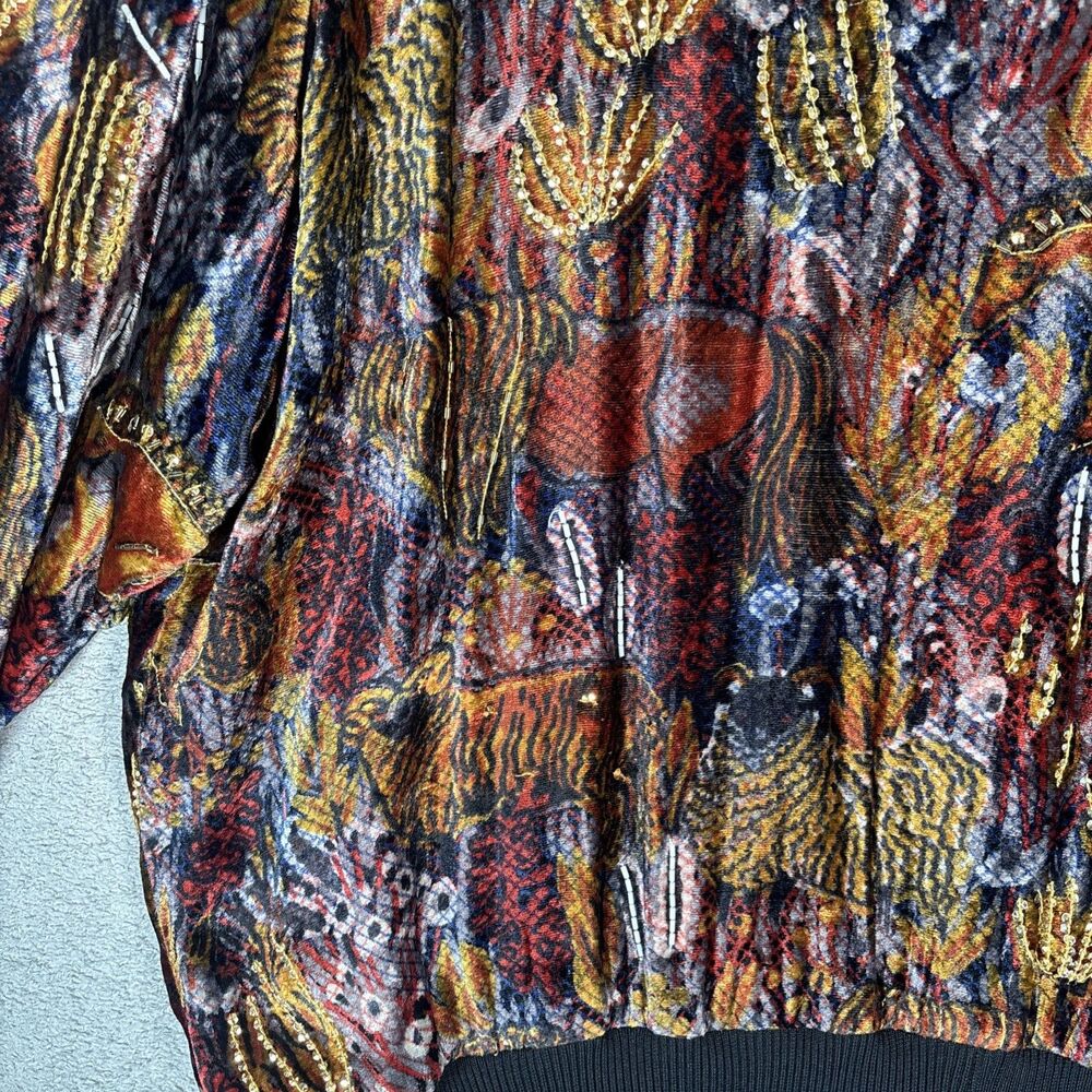 VNTG Judith Ann Creations Sweater Women's Size 2X Lined Rayon Artsy Horse Farm - Picture 3 of 16